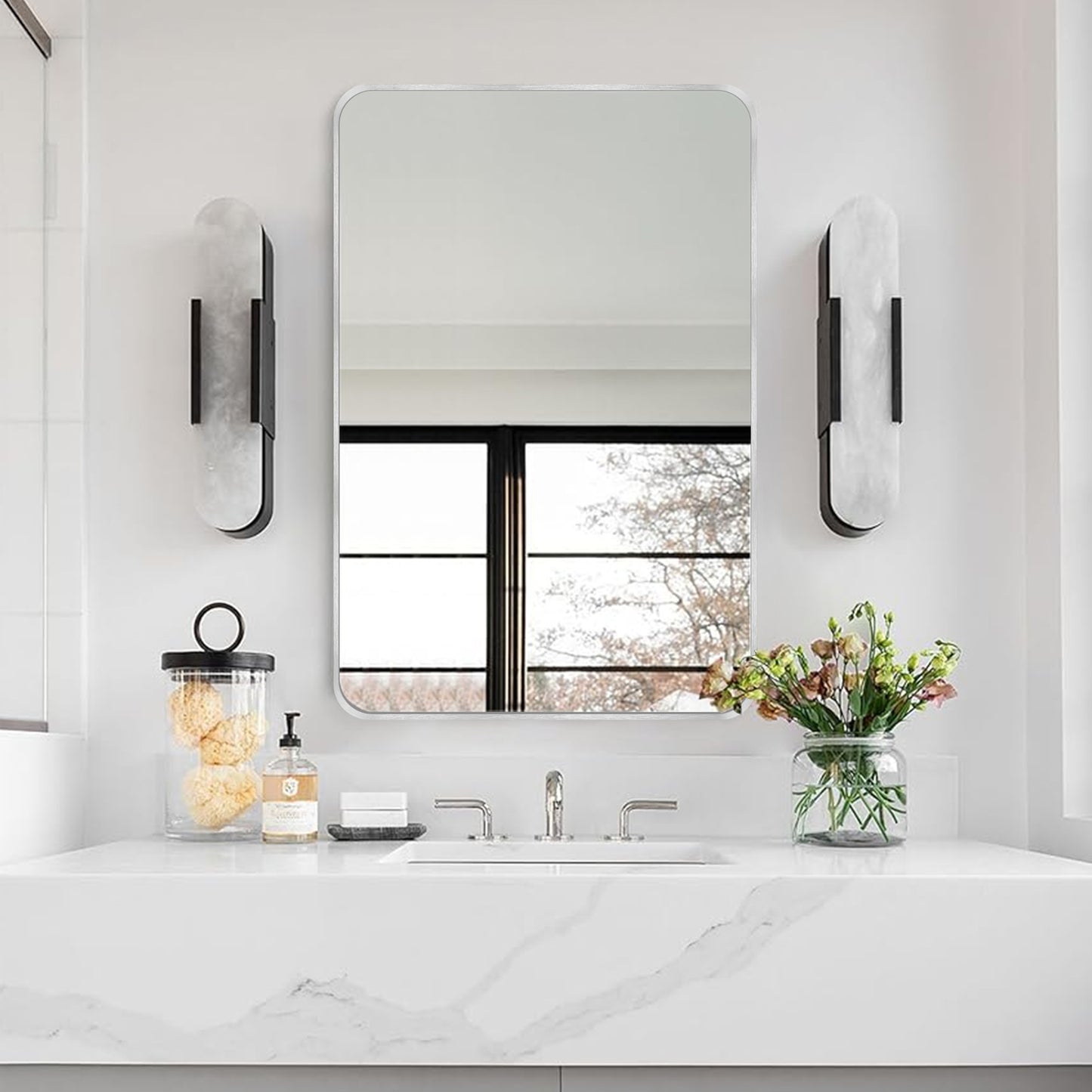 Wall Mount Bathroom Rectangular Vanity Mirror (Horizontal/Vertical)