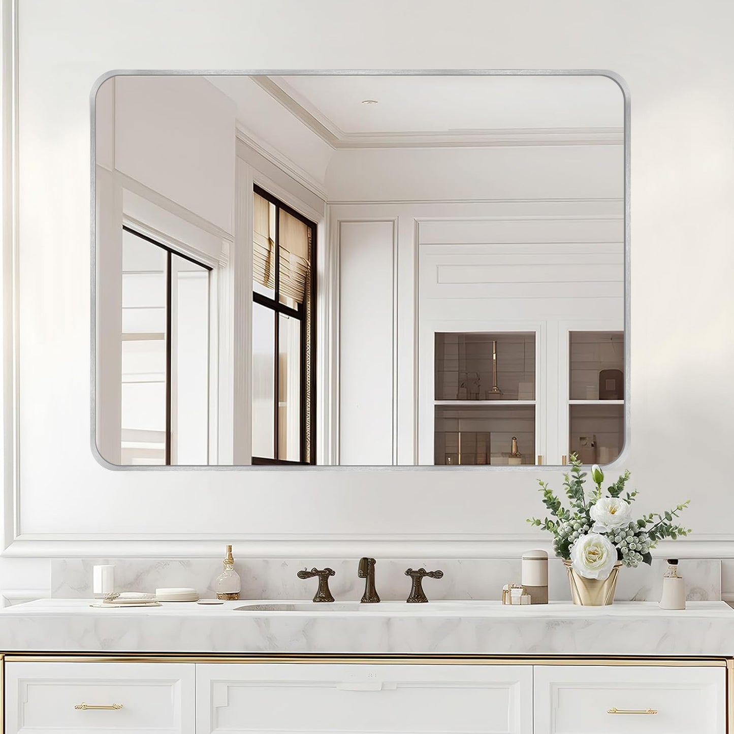 Wall Mount Bathroom Rectangular Vanity Mirror (Horizontal/Vertical)