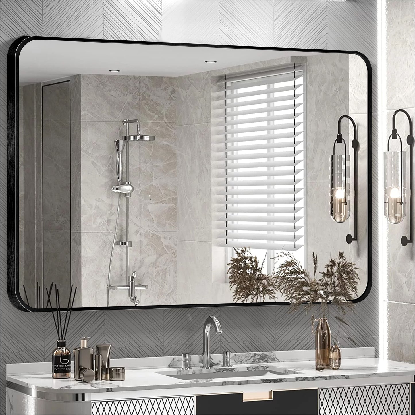 Wall Mount Bathroom Rectangular Vanity Mirror (Horizontal/Vertical)