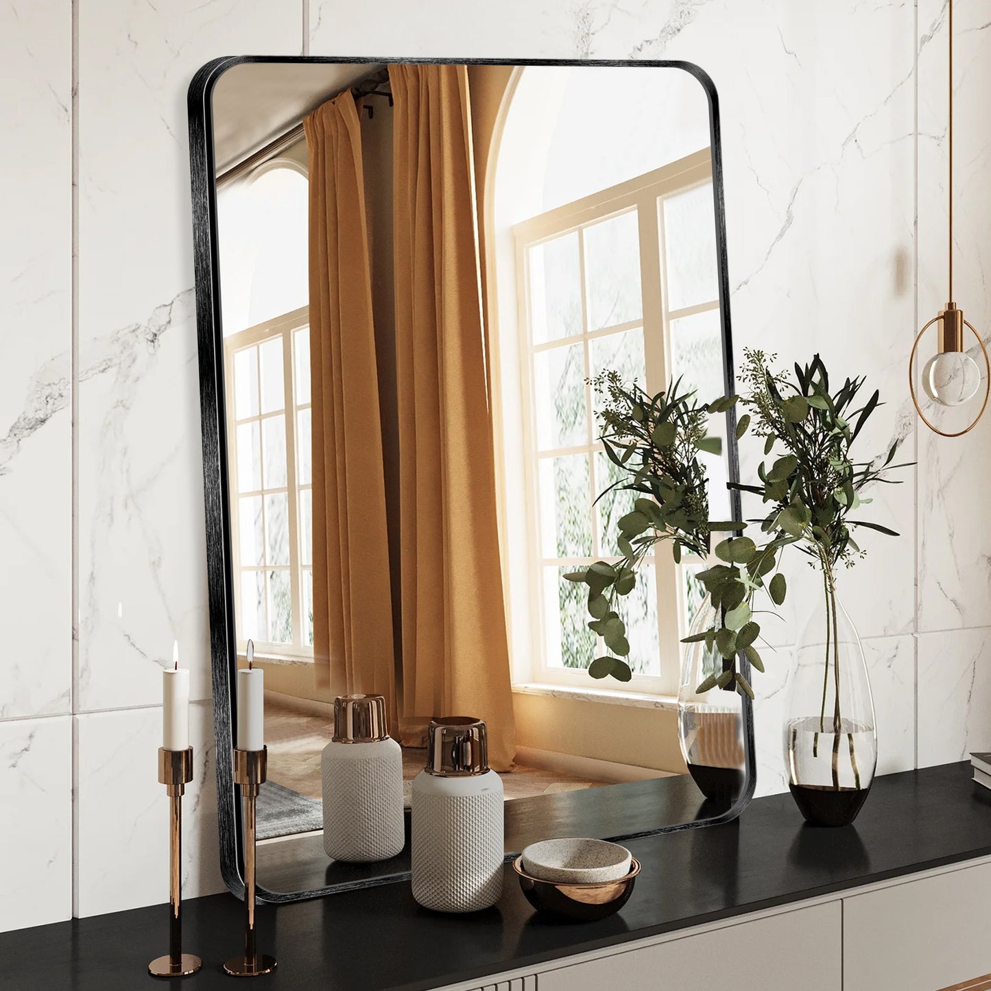 Wall Mount Bathroom Rectangular Vanity Mirror (Horizontal/Vertical)