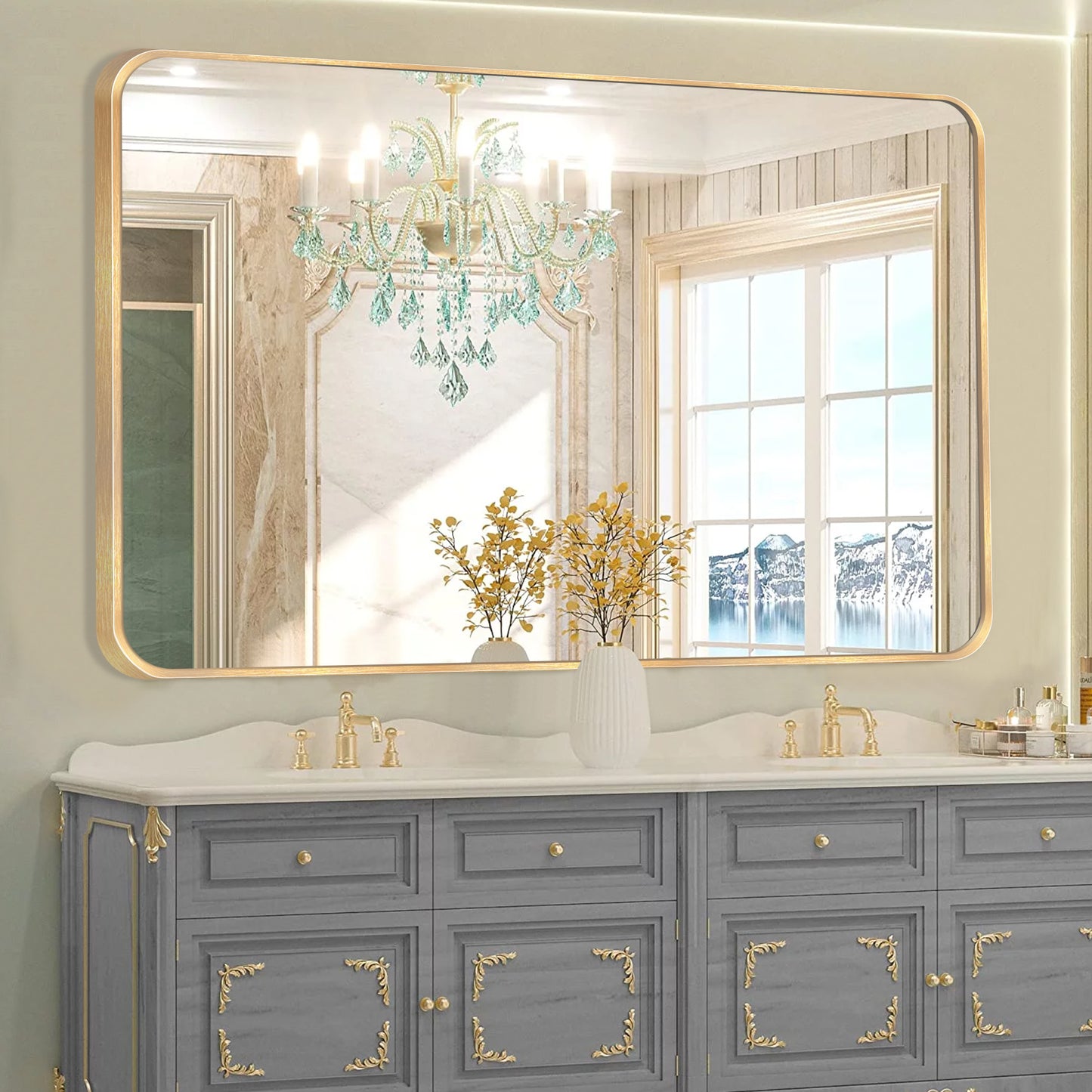 Wall Mount Bathroom Rectangular Vanity Mirror (Horizontal/Vertical)