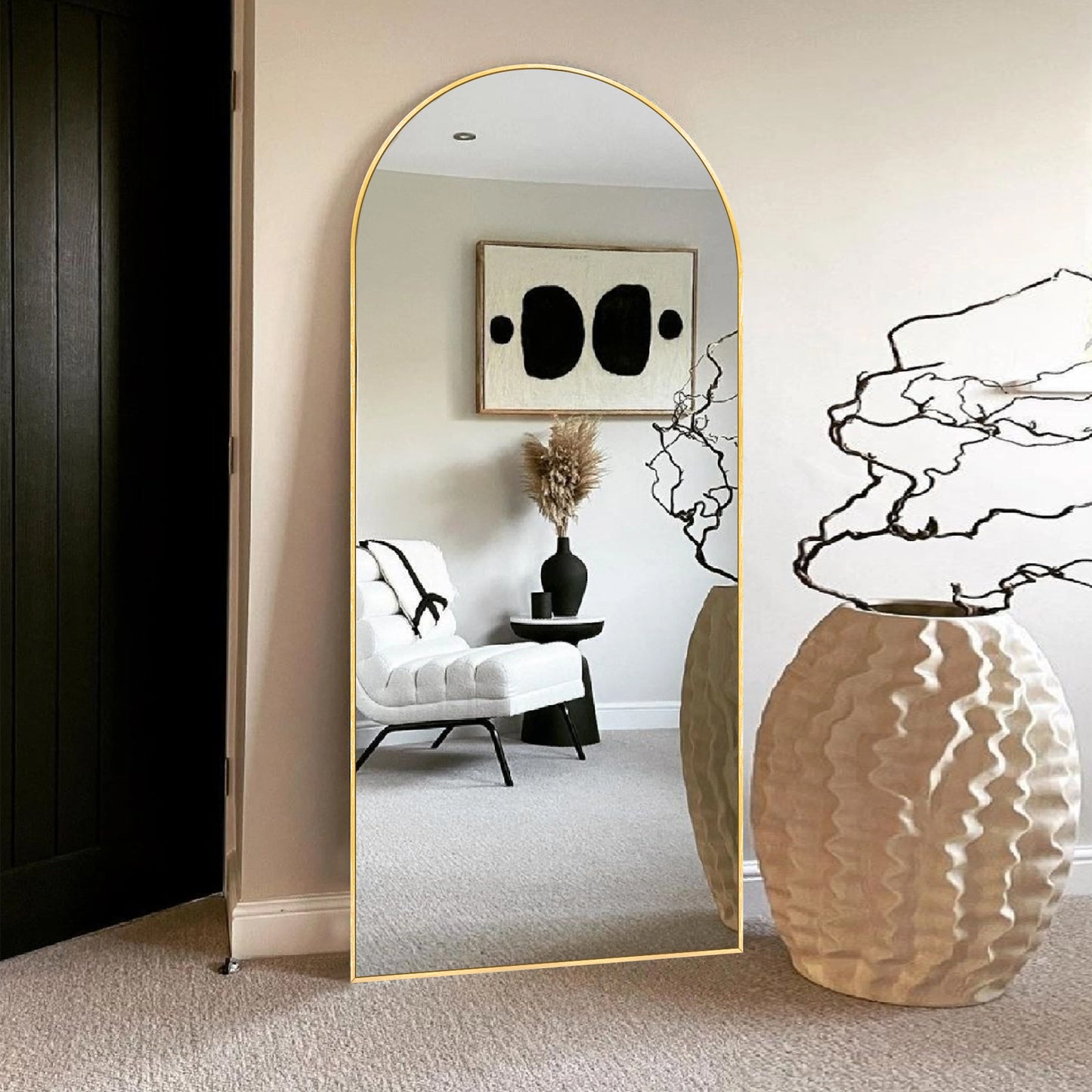 Modern Arched Full Length Aluminum Alloy Floor Mirror