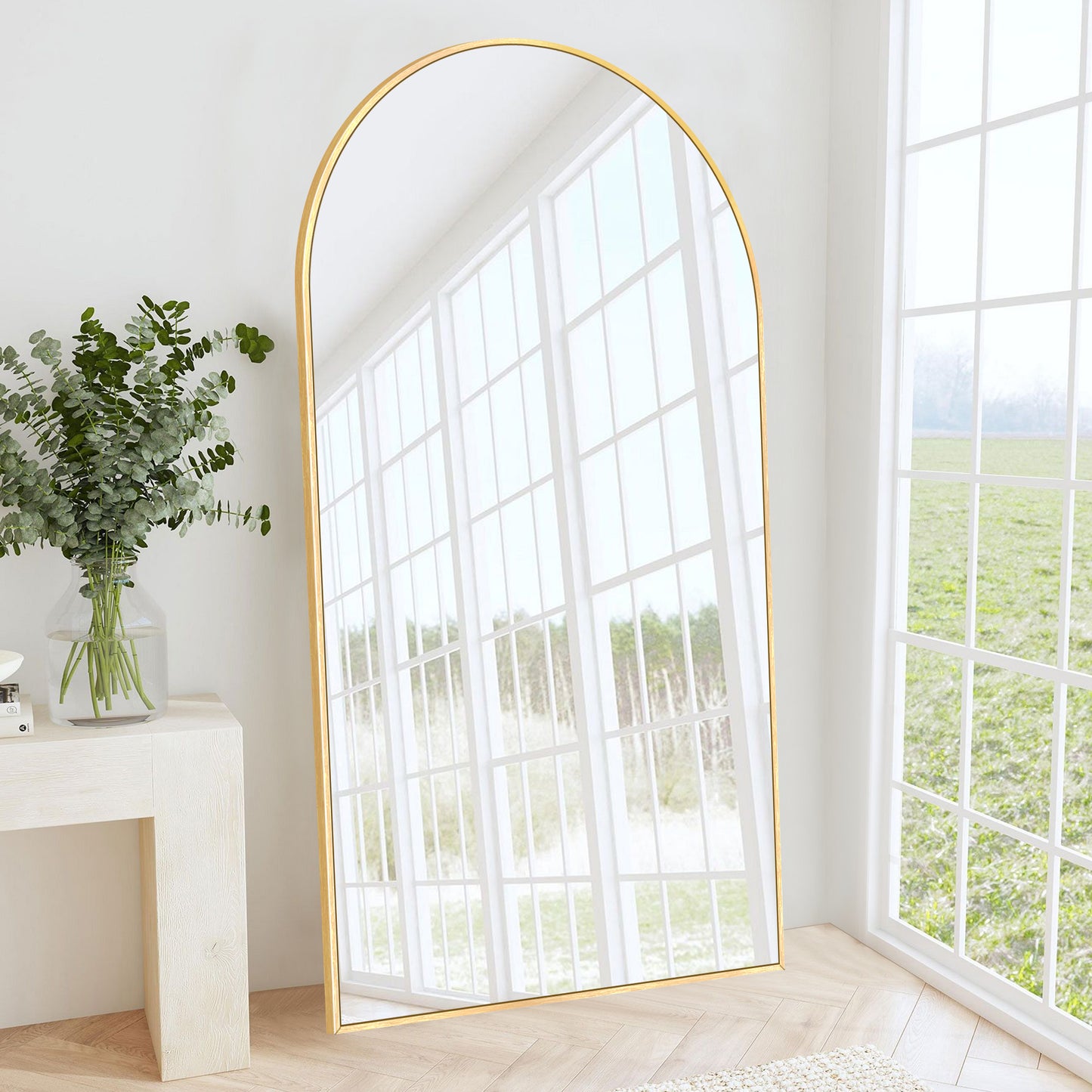 Modern Arched Full Length Aluminum Alloy Floor Mirror