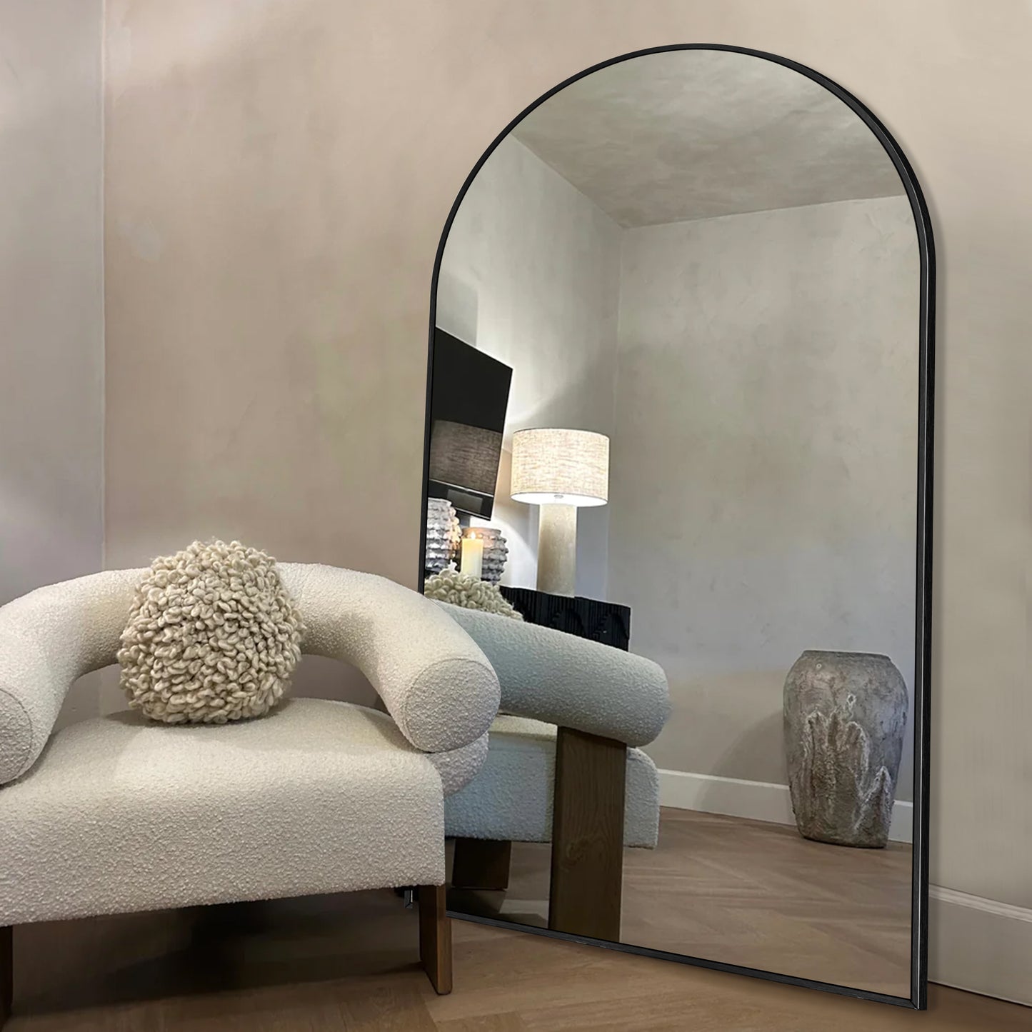 Modern Arched Full Length Aluminum Alloy Floor Mirror